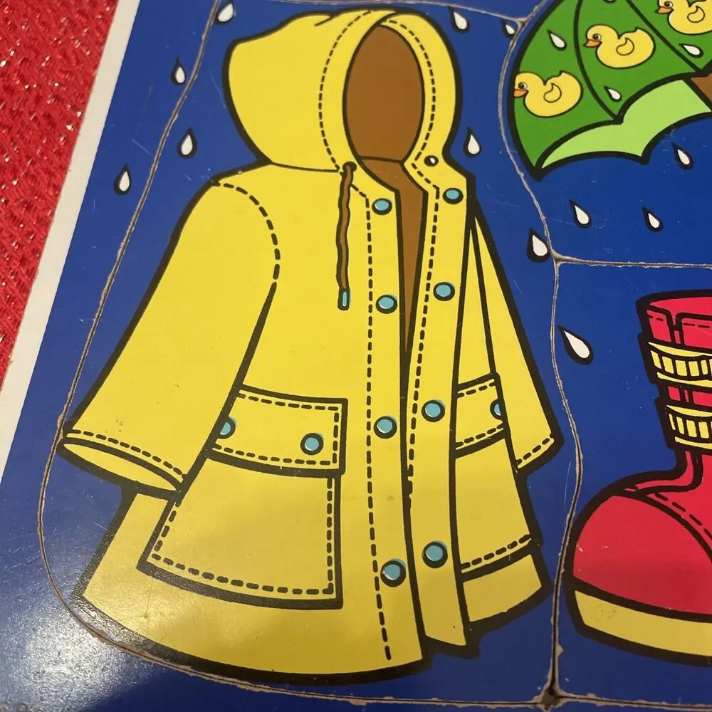Playskool vintage wooden puzzle 1986 stormy weather 180–15
